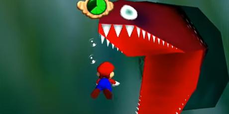 Eel essaie de prendre une bouchée de Mario Mario 64