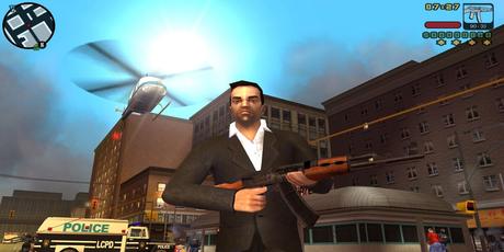 Le personnage principal de Grand Theft Auto Liberty City Stories tient une arme à feu.