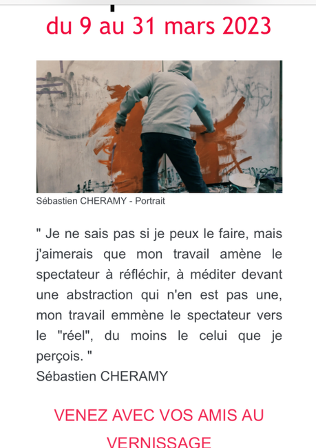 Galerie Arnaud Bard  exposition Sébastien Cheramy  à partir du 8 Mars 2023.