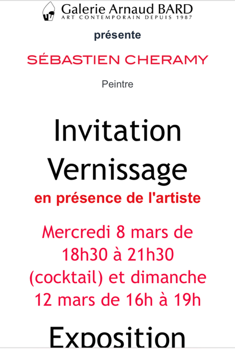 Galerie Arnaud Bard  exposition Sébastien Cheramy  à partir du 8 Mars 2023.