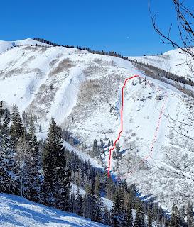 Descente du couloir « Eights » à Park City