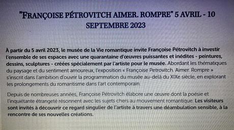 Musée de la vie romantique – Paris – exposition  » Françoise Petrovitch  » à partir du 5 Avril 2023.