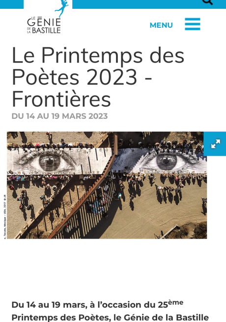 Le Printemps des Poètes 2023. »Frontières » 14/19 Mars 2023.
