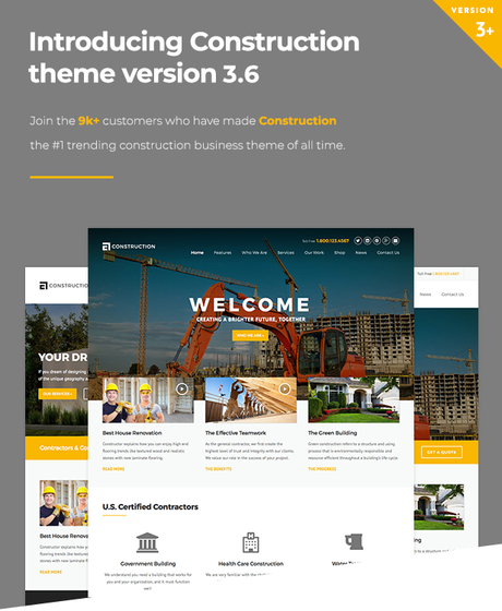 Thème WordPress du bâtiment Construction Version 3.6