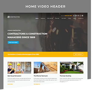 Thème WordPress du bâtiment En-tête de la vidéo d'accueil