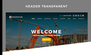 Thème WordPress du bâtiment En-tête transparent