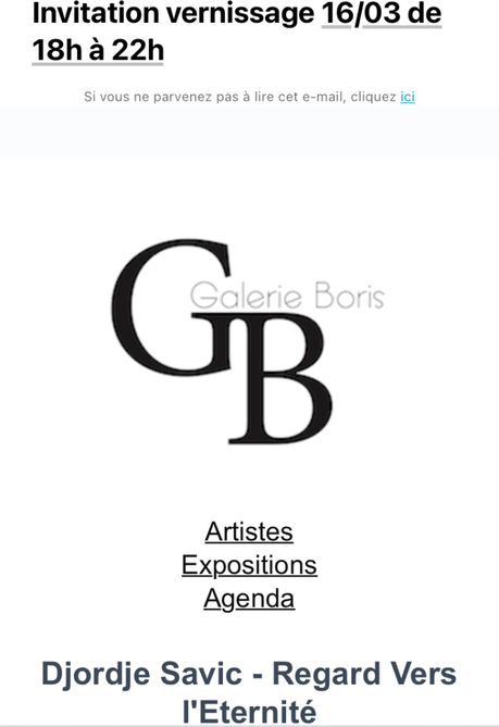 Galerie Boris – GB- exposition Djordje Savic -à partir du 16 Mars 2023.
