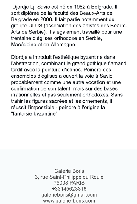 Galerie Boris – GB- exposition Djordje Savic -à partir du 16 Mars 2023.