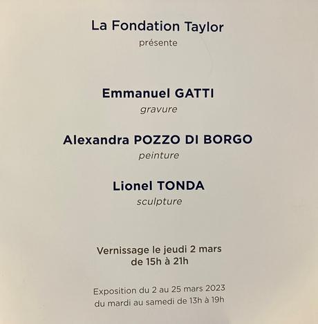 Fondation Taylor – exposition Mars 2023. depuis le 2 Mars 2023.