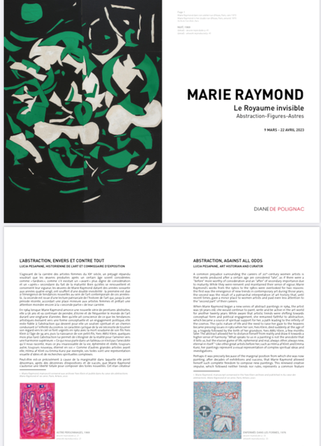 Galerie Diane de Polignac   – exposition Marie Raymond – depuis ce jour du 9 Mars 2023.