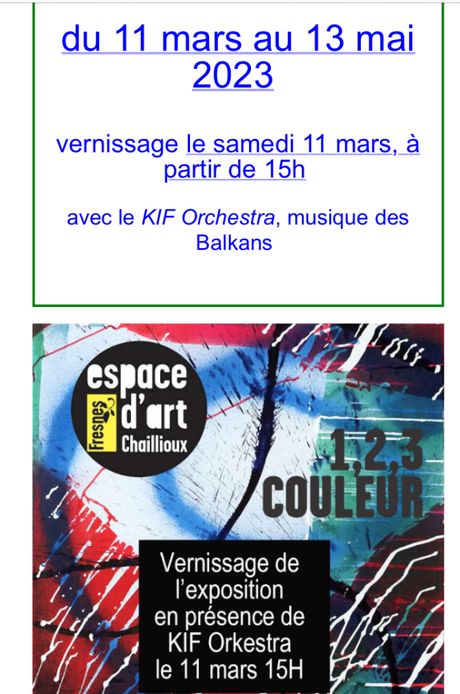 Espace d’Art Chaillioux à Fresnes : Un, deux ,trois, couleur .