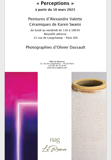 Galerie NAG « La réserve » exposition « Perceptions » depuis le 10 NMars 2023.