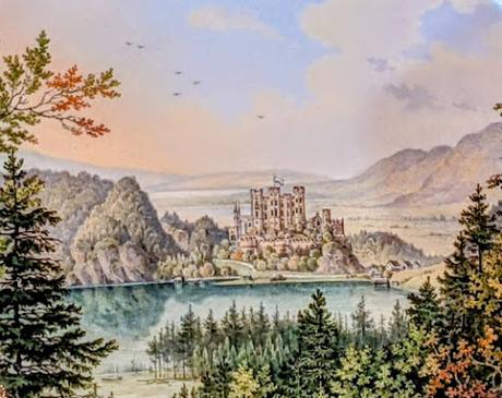 Teller mit Alpsee und Schloß Hohenschwangau — ca. 1842/ 1843 — Assiette décor peint château de Hohenschwangau et l'Alpsee