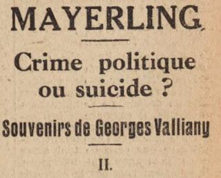 La vérité sur Mayerling — Trois articles de Georges Valliany en 1930 — Deuxième article