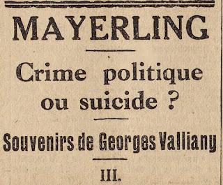 La vérité sur Mayerling ?— Trois articles de Georges Valliany en 1930 — Troisième et dernier article