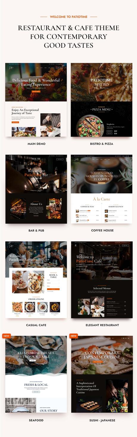 PatioTime - Thème WordPress pour restaurants.