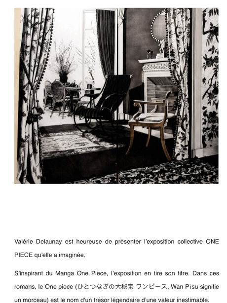 Galerie Valerie Delaunay   » ONE PIECE  » à partir du 16 Mars 2023.
