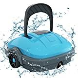 Comment hiverner sa piscine ? WYBOT Robot Piscine Cordless Aspirateur Automatique pour Piscine Quelle Dura 50 Minutes, pour Piscine Hors Sol et Piscine creusée à Fond Plat, Double Moteur jusqu'à 50 mètres Quadres (Bleu)