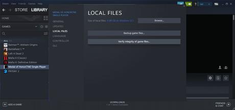 Vérifier les fichiers locaux du jeu Steam