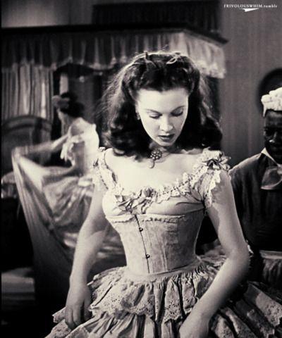 The delicious Vivien Leigh as Scarlett, getting ready for her 