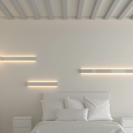 lumiere neon blanc mur chambre deco interieure sobre elegante total look blanc