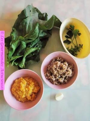 Oseille farcie sur jus vert qui a du pep's (Vegan)