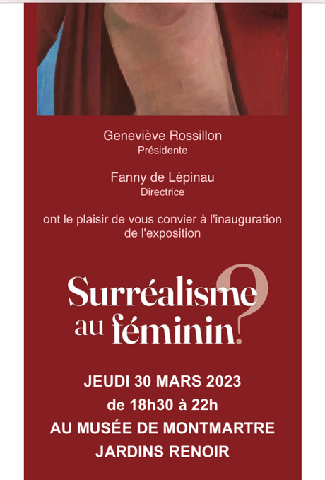 Musée de Montmartre  « Surréalisme au féminin » à partir du 31/03/2023.