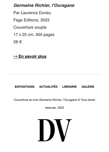 Galerie Dina Vierny  – signature « Germaine Richier ,l’Ouragane  » par Laurence Durieu.
