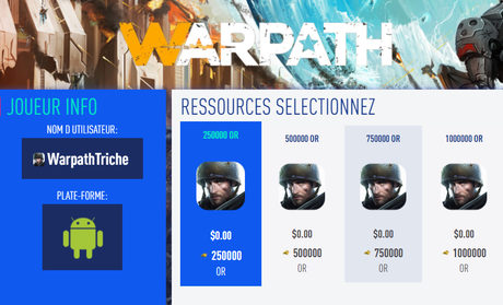 Warpath Triche - Warpath Astuce Or et Argent Gratuit