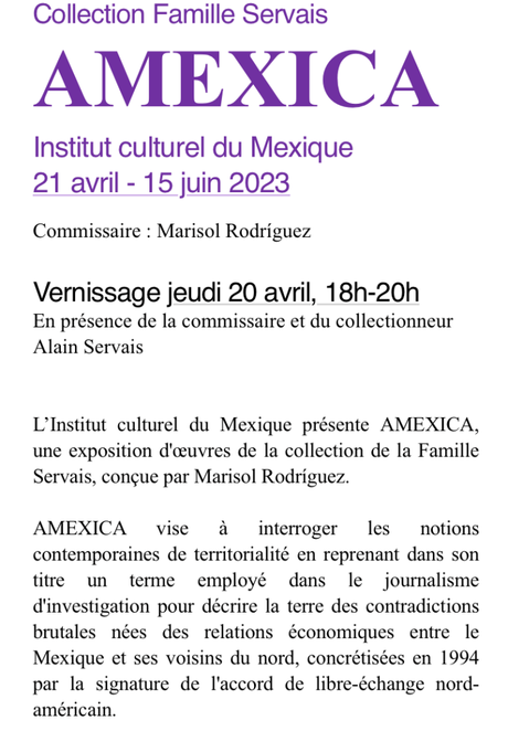 Institut Culturel du Mexique :  Jeudi 20 Avril 2023. AMEXICA