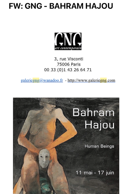 Galerie G N G  «  » Bahram Hajou «  »  à partir du 11 Mai 2023.
