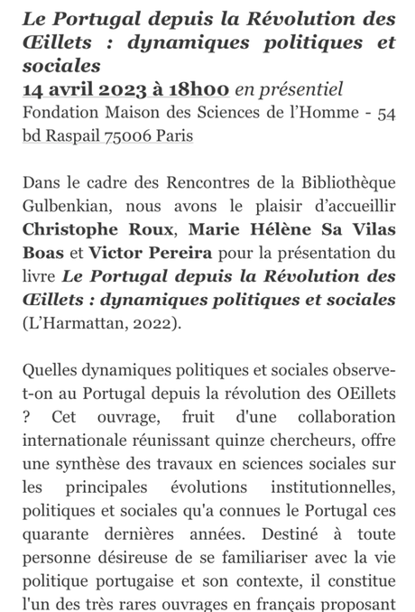 Fondation Calouste Gulbenkian   » Conférences d’Avril 2023″