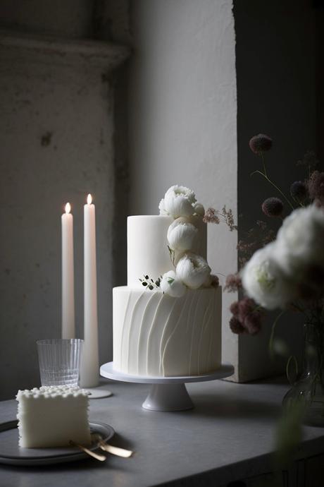 pièce montée gâteau mariage blanc moderne artistique