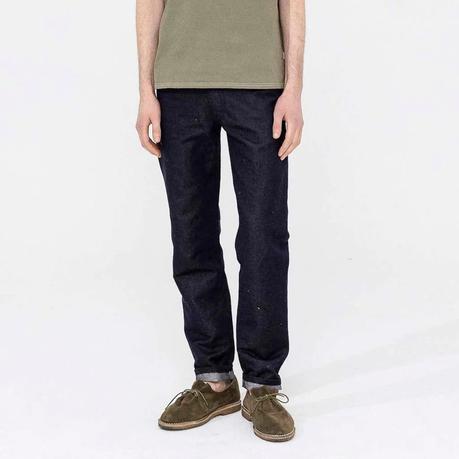 Chino Jeannot Denim Lin bleu brut coupe demi slim