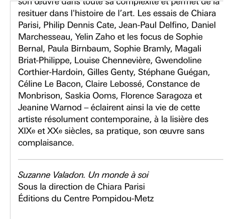 Musée Centre-Pompidou Metz  « SuzanneValadon – un monde à soi » 15 Avril — 11 Septembre 2023.