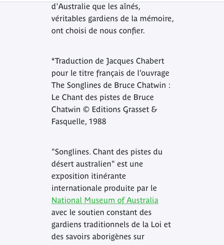 Musée du quai Branly Jacques Chirac – « Songlines » depuis le 4 Avril 2023.