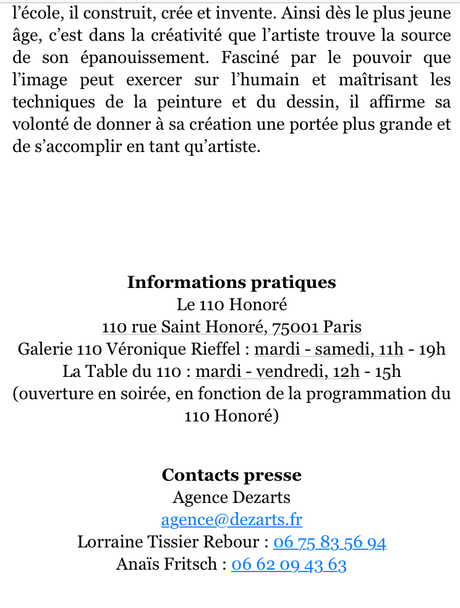 Une nouvelle Galerie : La galerie 110. Galerie Véronique Rieffel. Mai 2023.