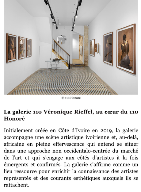 Une nouvelle Galerie : La galerie 110. Galerie Véronique Rieffel. Mai 2023.