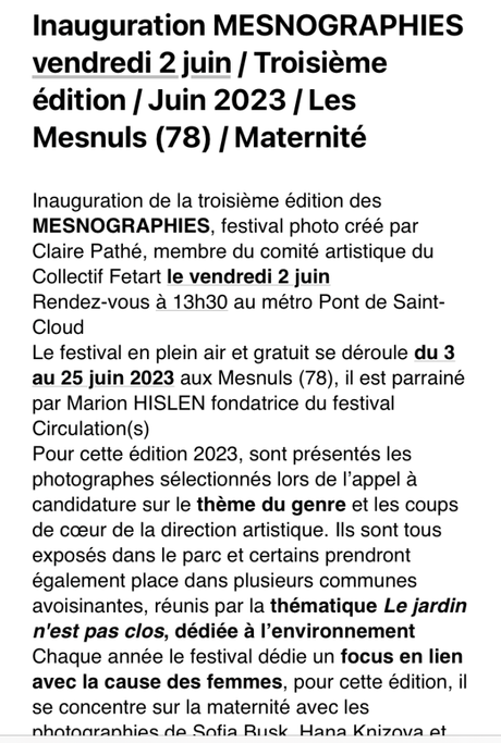 « Mesnographies » 3me édition – juin 2023. Les Mesnuls.