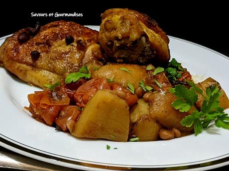 Poulet et pommes de terre rôtis au vinaigre balsamique.