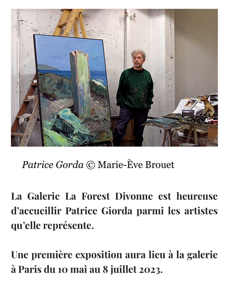 Galerie La Forest Divonne   –  exposition  Patrice Giorda – à partir du 11 Mai 2023.