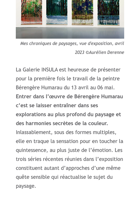 Galerie INSULA  exposition :Bérengère Humarau – 6 Mai 2023.