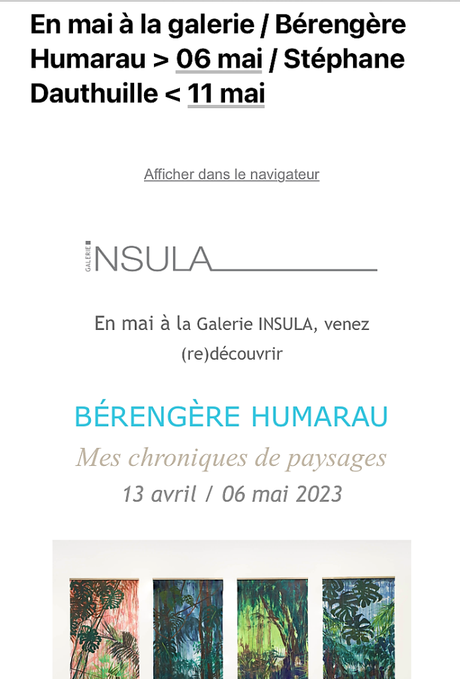 Galerie INSULA  exposition :Bérengère Humarau – 6 Mai 2023.