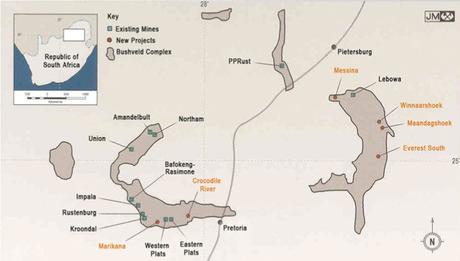 dépôts naturels et réserves de platine en afrique du sud