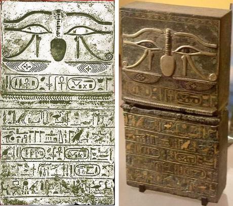 artefact égyptien antique décoré de platine