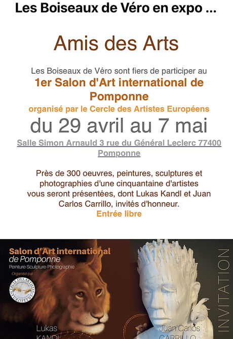 1er salon d’Art international de Pomponne – 29 Avril au 7 Mai 2023.