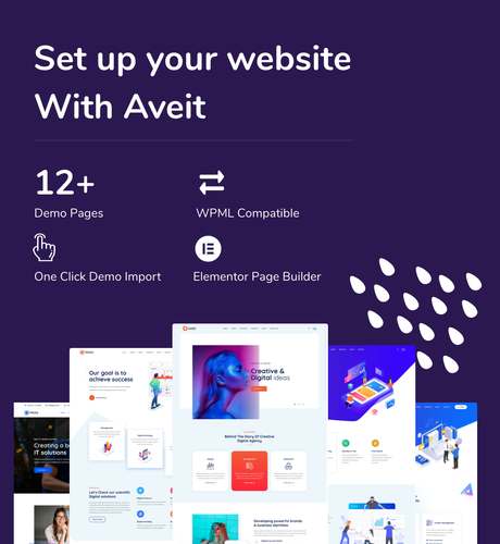 Page de destination Aveit WordPress Aveit - Thème WordPress 1 de la page de destination des solutions d'affaires