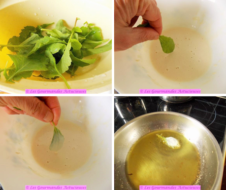 Chou-fleur, asperges et radis sur galette croustillante aux lentilles, accompagnés de tempuras de fanes et d'ail des ours (Vegan)