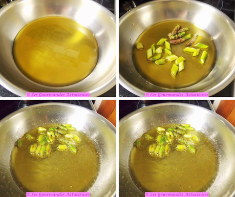 Chou-fleur, asperges et radis sur galette croustillante aux lentilles, accompagnés de tempuras de fanes et d'ail des ours (Vegan)