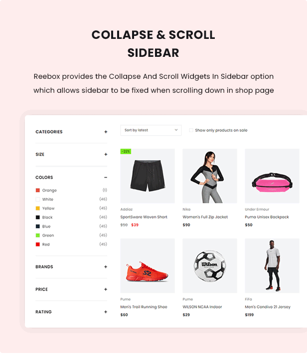 Reebox – Thème WordPress Elementor WooCommerce Caractéristiques principales